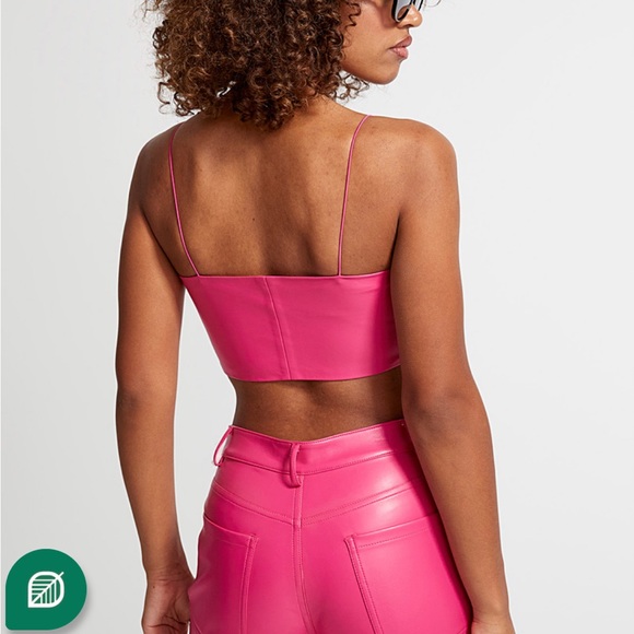 Barbie Pink! Soft faux-leather ultra-cropped cami. Worn once - Picture 3 of 8